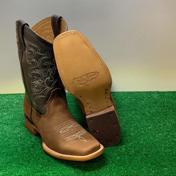 MEN'S WESTERN RODEO COWBOY BOOTS LEATHER SQUARE TOE HAZEL BOTA AVELLANA  945 - Picture 1 of 5